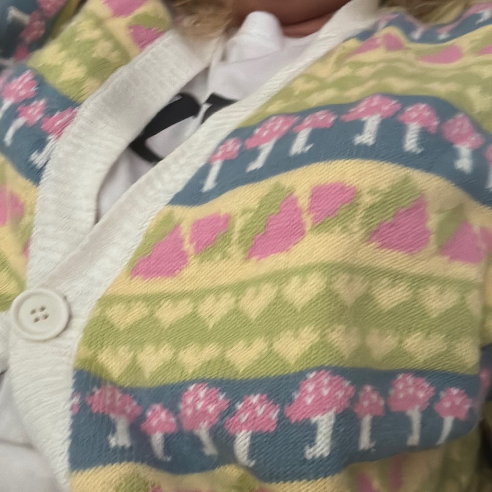 Colorful Mushroom Pattern Cardigan
